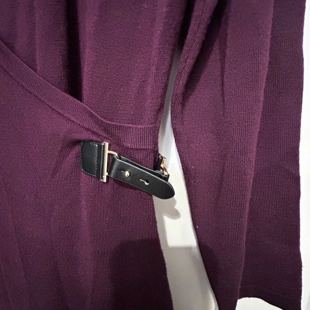 Calvin Klein women’s dress cranberry color size L with stretch midi length NWT - Picture 4 of 7
